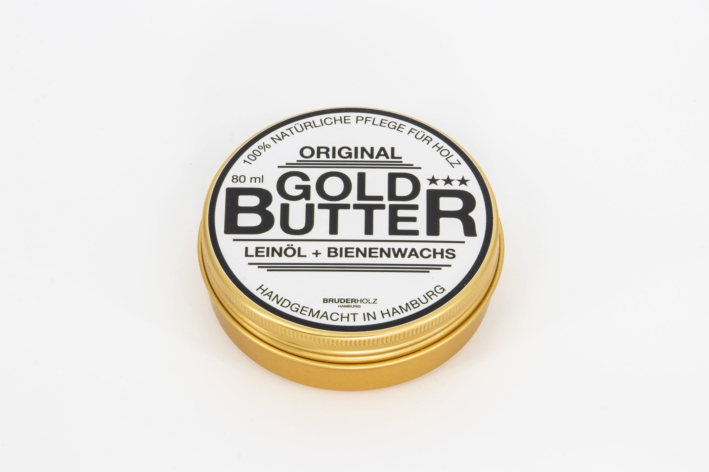 Holzpflege natürlich Leinöl Bienenwachs – BruderHolz Gold Butter Hamburg