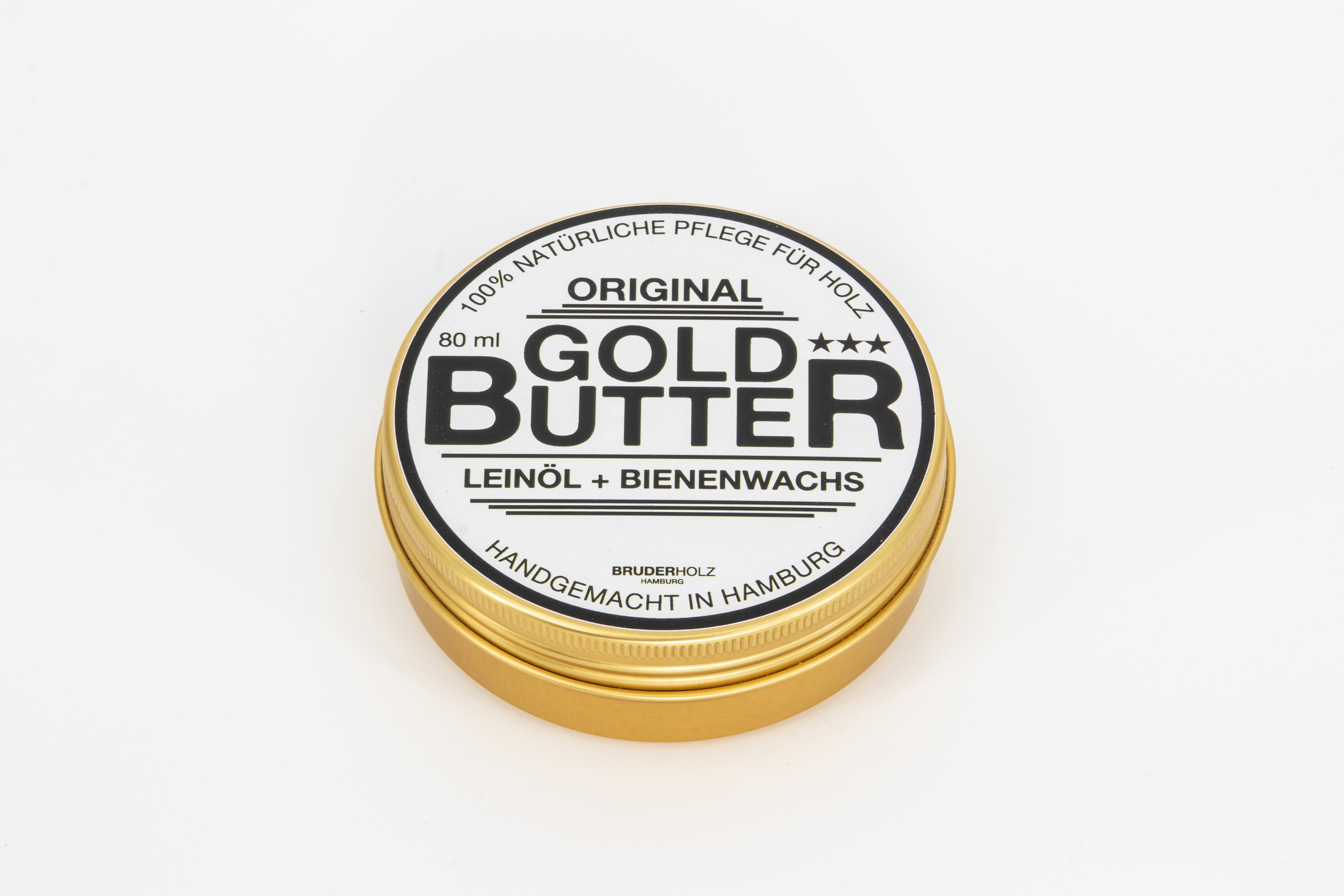 Holzpflege natürlich Leinöl Bienenwachs – BruderHolz Gold Butter Hamburg