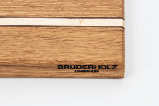 Detailaufnahme Holzstreifen Längsholz Schneidebrett Eiche Walnuss Ahorn, BruderHolz Hamburg